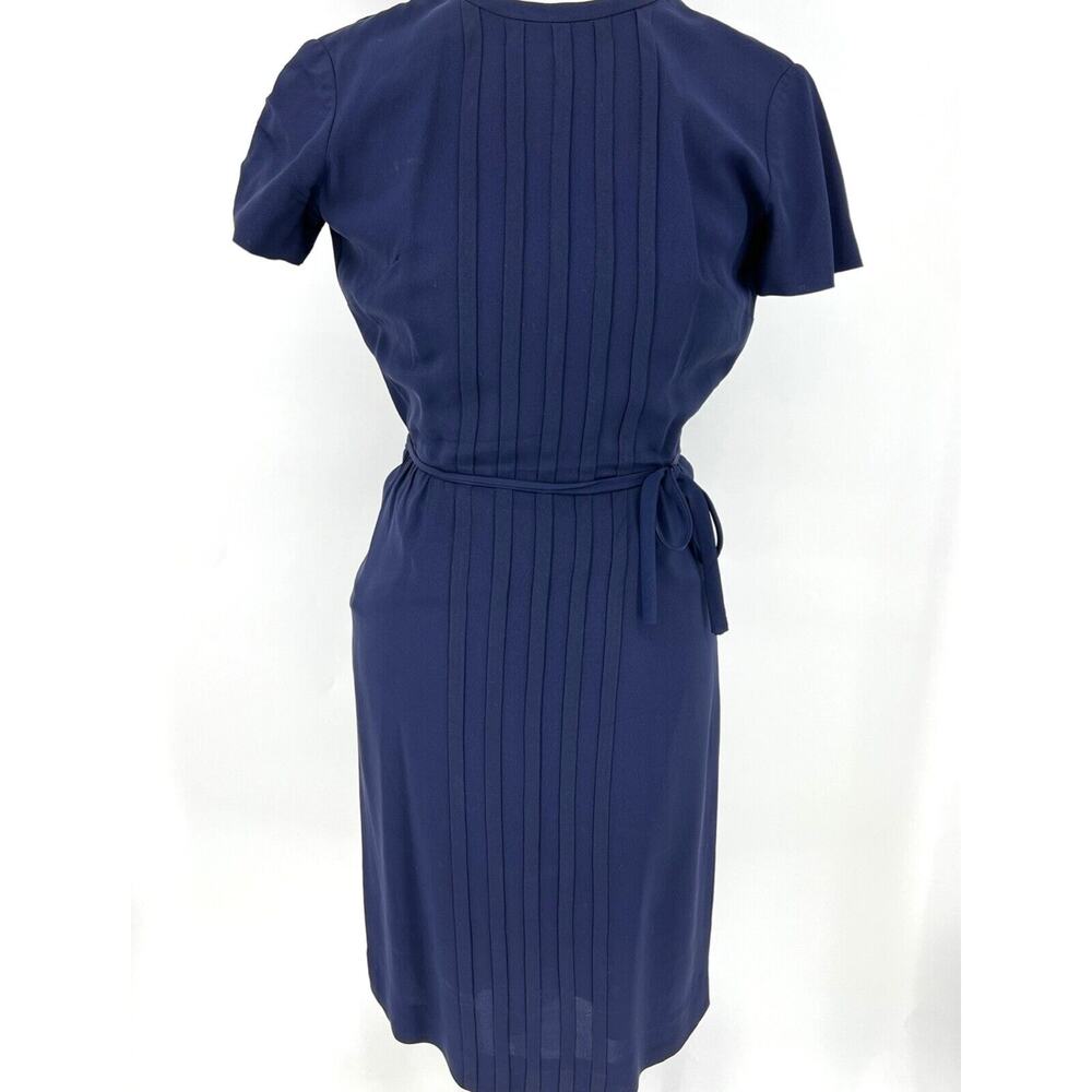Vintage Jeanie Petite Lined Dress Navy Wool 60s Size 4-6 TV movie